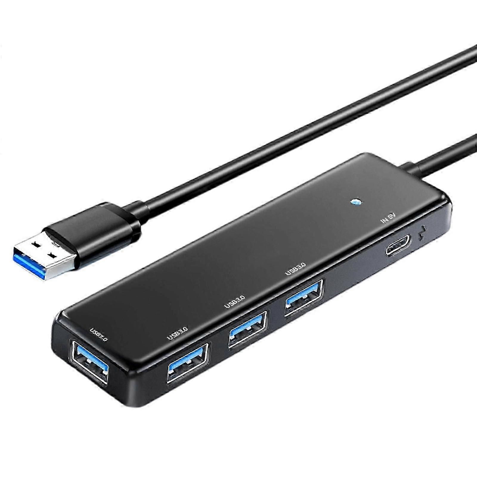 High Speed USB3.0 Hub 4 Port Splitter TypeC Power Port for Laptops Consoles