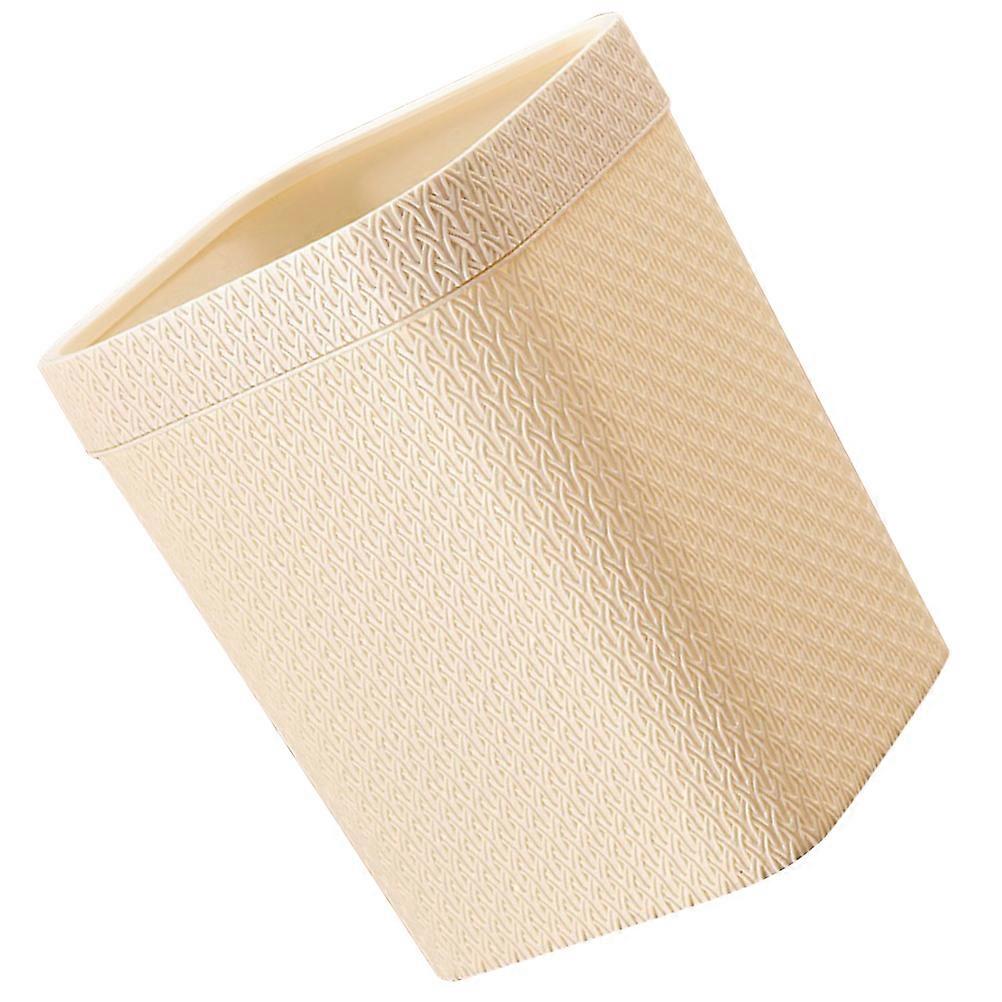 Khaki Plastic Desktop Trash Can with Large Capacity and Detachable Liner for Makeup Tables 6.5 x 4.3 x 5.1 inches