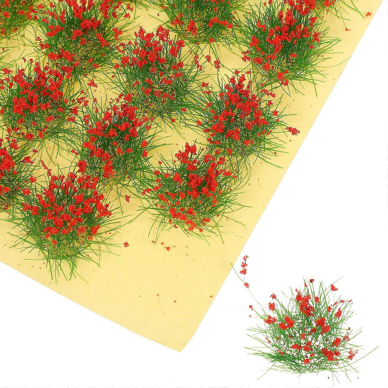 Red Static Grass Model for Decor Lightweight Plastic Material Great for Sand Table and Miniature Garden 1 Sheet