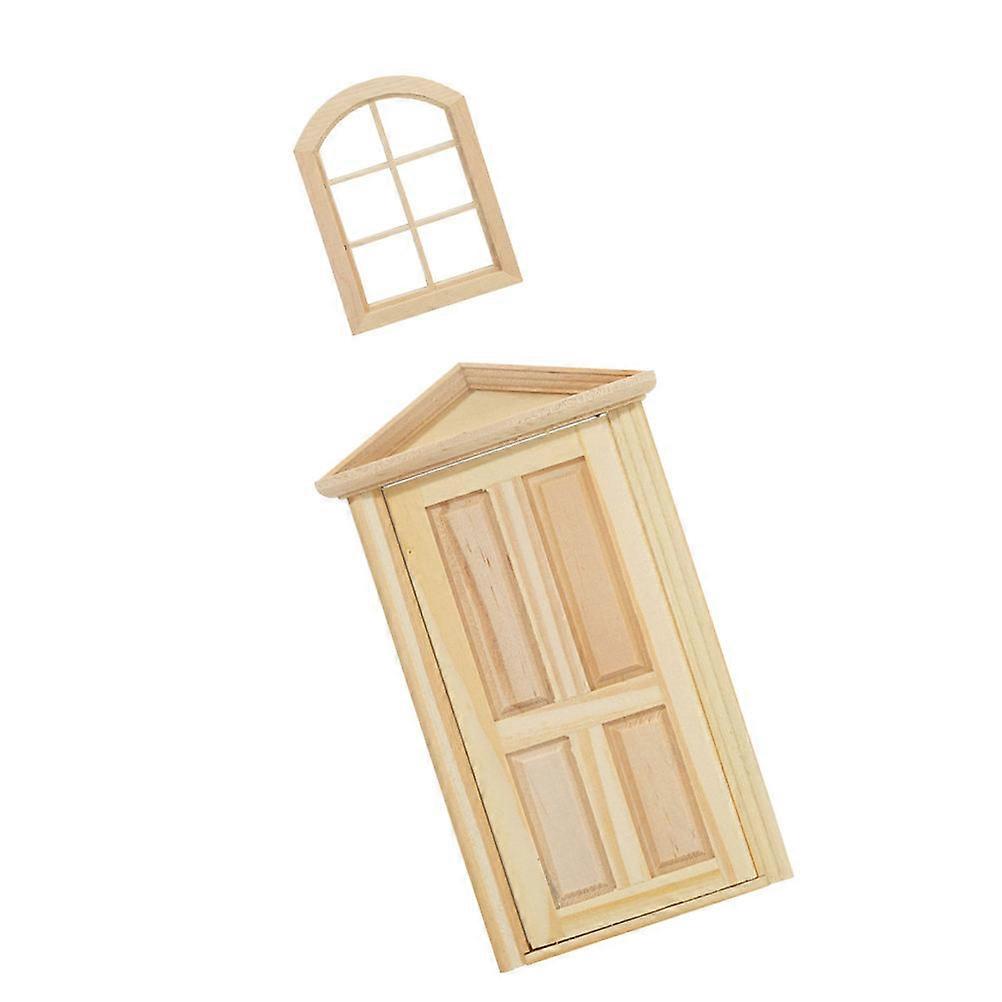 Beige Mini House Door for Decoration with Synthetic Material Great for Doll House Scenery Layout 1:12 Scale