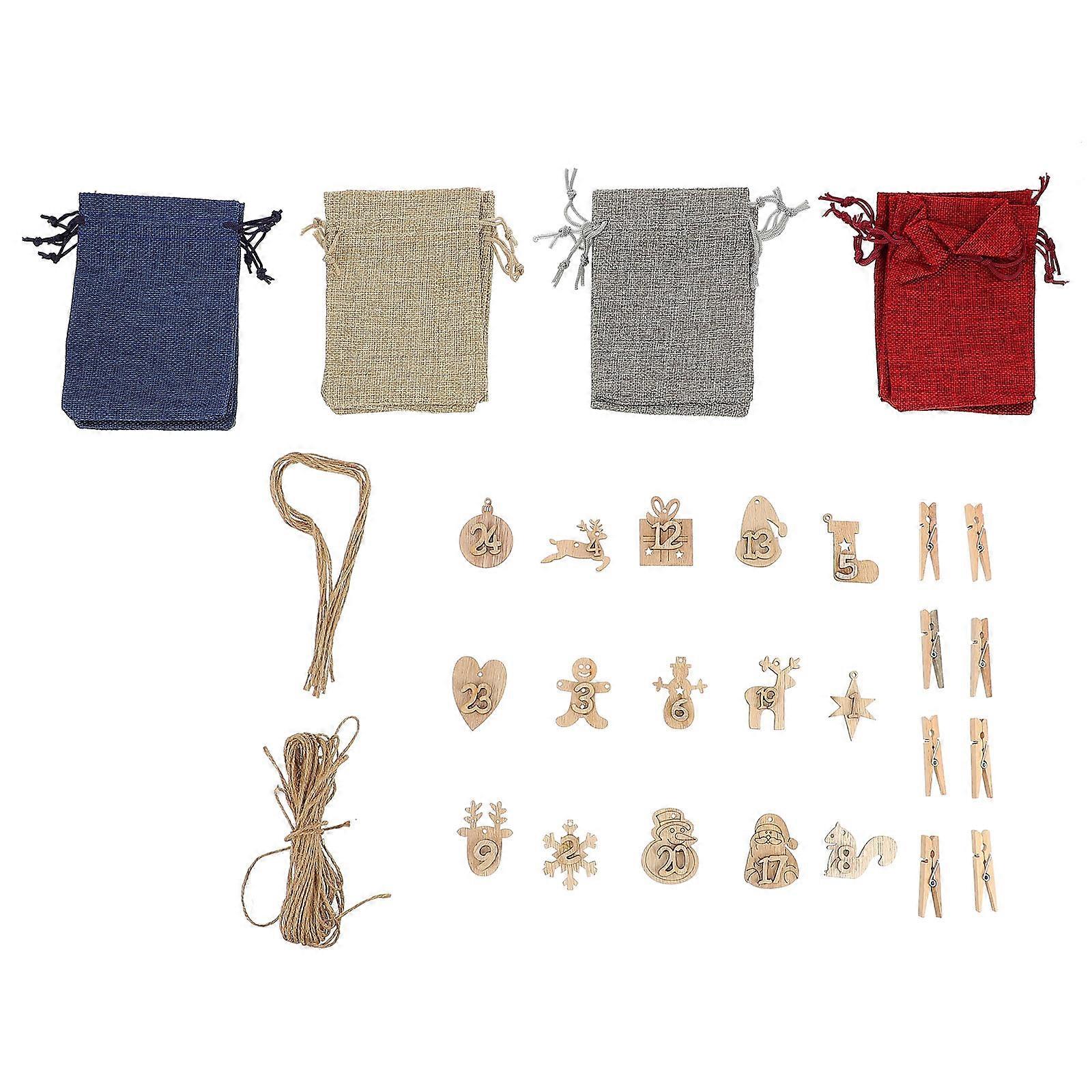 Assorted Color Christmas Drawstring Bags Set for Decor Durable Composite Material 5 Piece Set