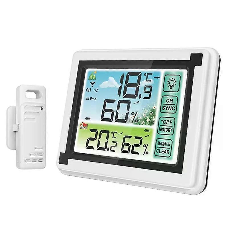 Indoor Outdoor Wireless Digital Weather Station Max Min RecordsCF Temperature Meter Humidity Monitor Weather Clock Hygrometer