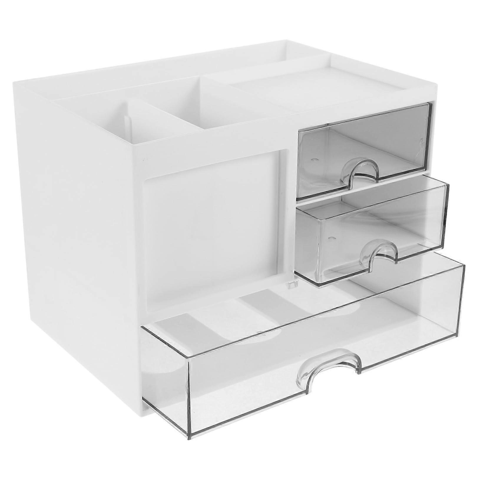 Office Supplies Storage Box Organizer with Compartments, Durable HIPS Material, Small Desk Organizer for Documents and Office Items