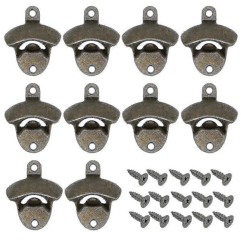 Wall-mounted beer bottle opener, set of 10, cast iron material, easy to install, suitable for multiple scenarios