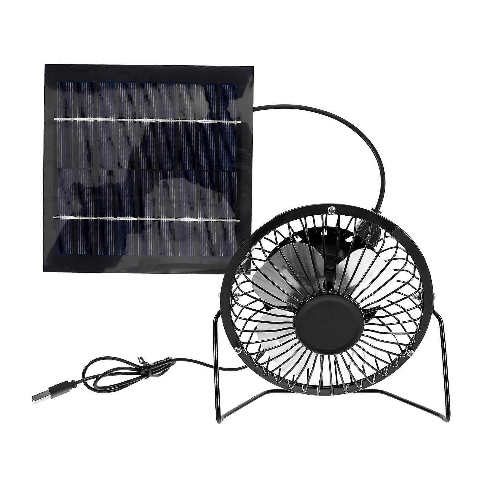 Solar Powered Fan for Home Silent Operation Portable and Convenient Black Plastic 1 Set