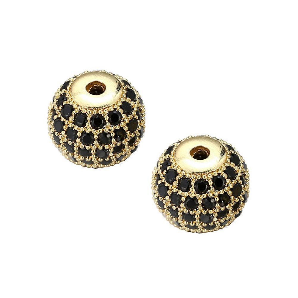 Golden Alloy Beads with Cubic Zirconia for Jewelry Making Bracelet Craft Decoration 8MM