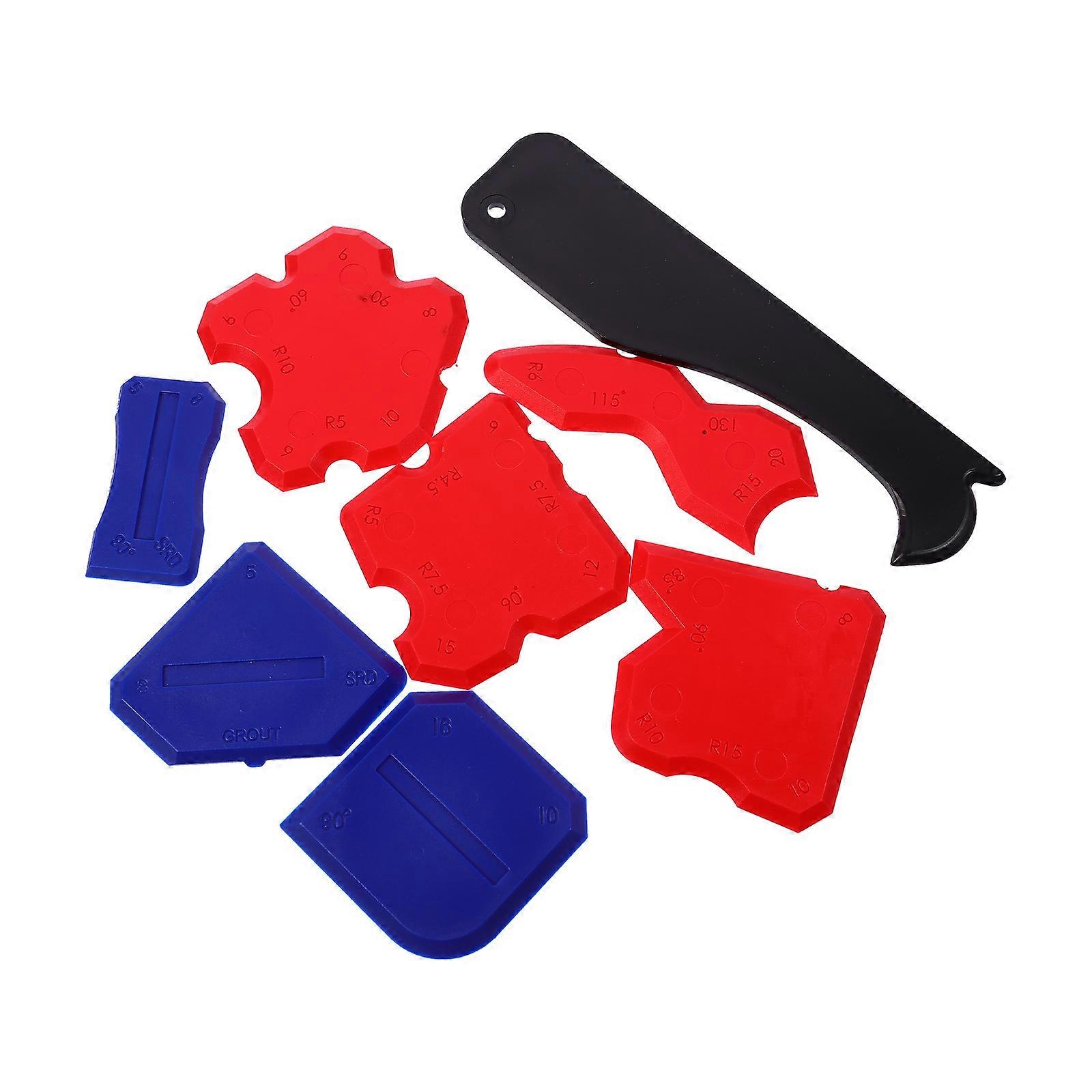 Glass Glue Remover Tool Set 8 Piece for Kitchen Bathroom Daily Use Red Plastic