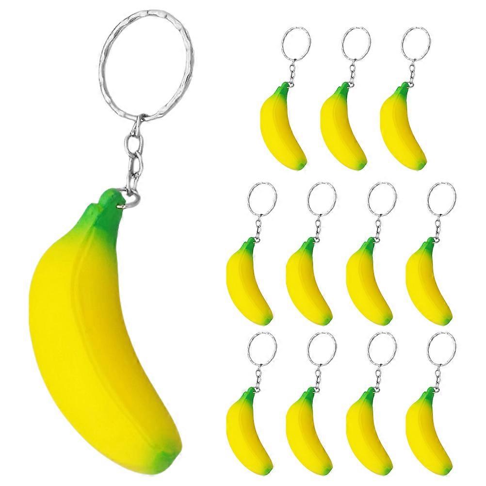 12pcs Banana Fruit Charm Keychain Funny Bag Hanging Key Chain