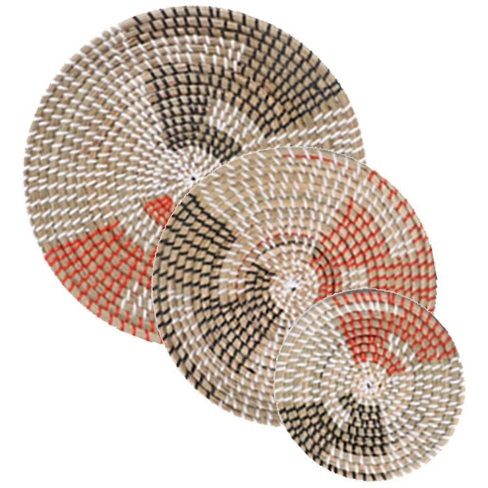 Woven Hanging Decoration 3Pcs Multi Decorative Wall Basket Ornaments Bohemian Style For Living Room Bedroom Garden Balcony