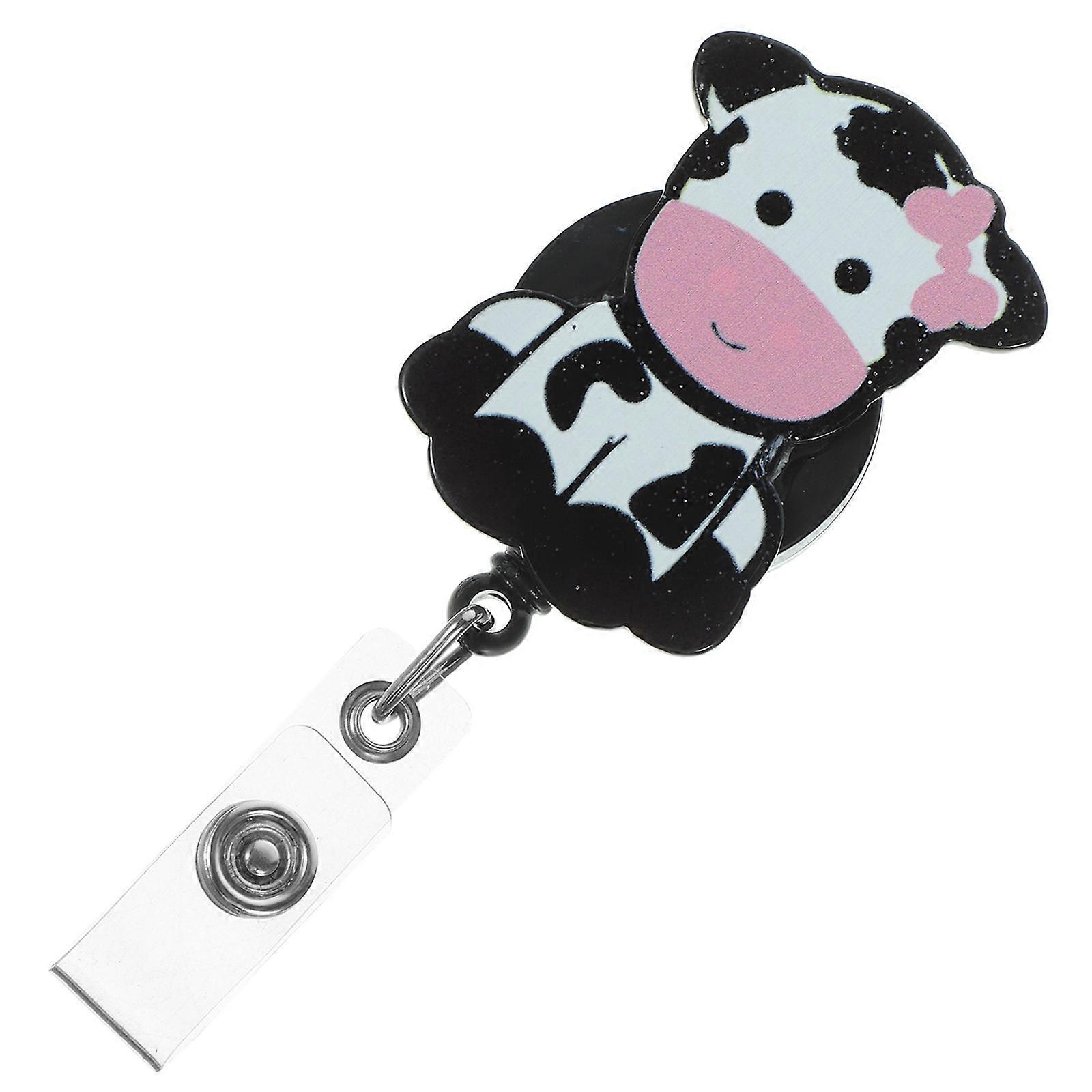 Retractable Badge Holders Cute Badge Reel Card Holders For Office Use Black 6X3.5X2.5Cm Retractable 1Pcs
