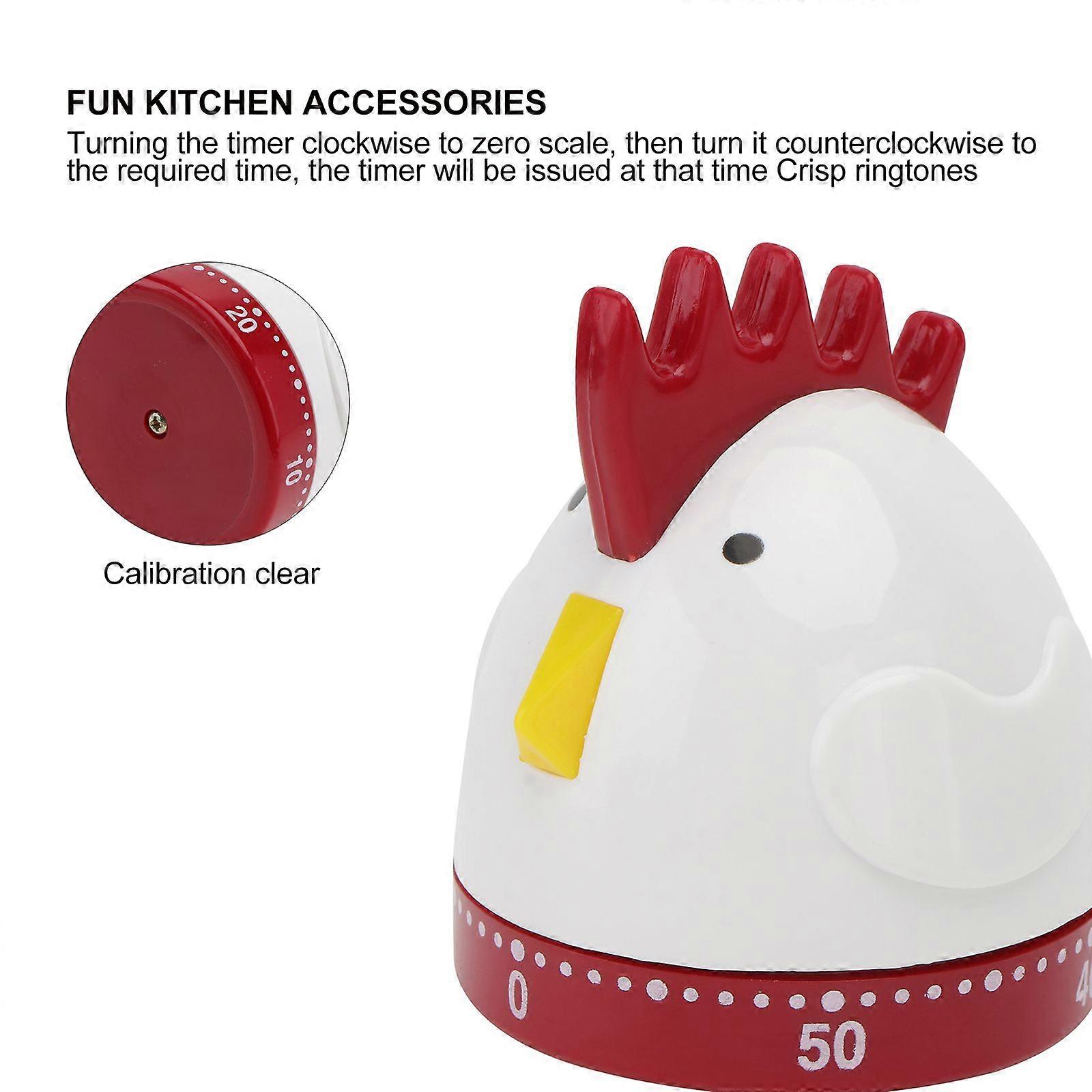 1Pc Cartoon Rooster Timer Home Mechanical Timer Kitchen Time Reminder (White)