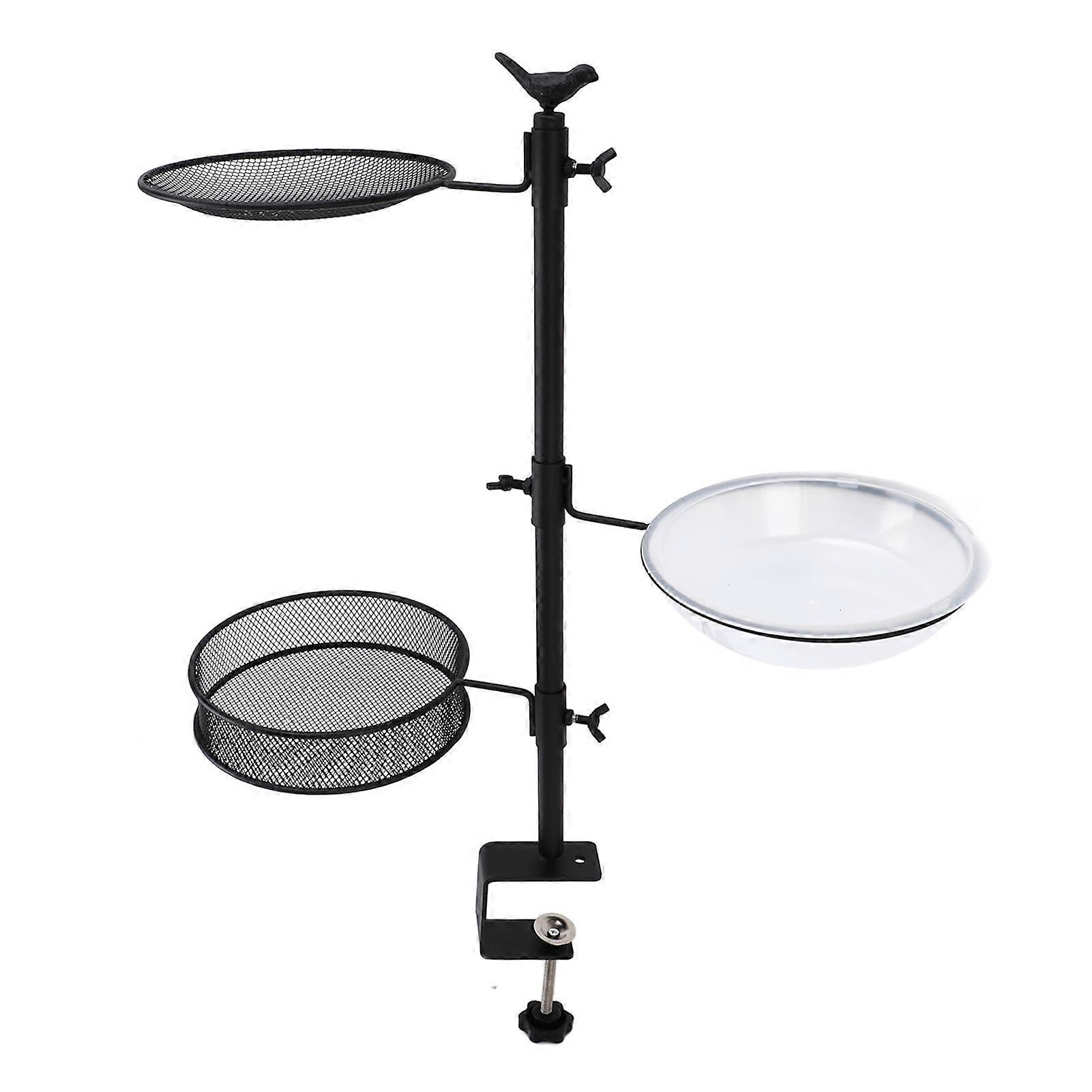 Bird Feeder Ladder For Outdoor Balcony Deck, Three Tray Removable Feeder, Fence Mount, Rail Compatible, Attracts Birds