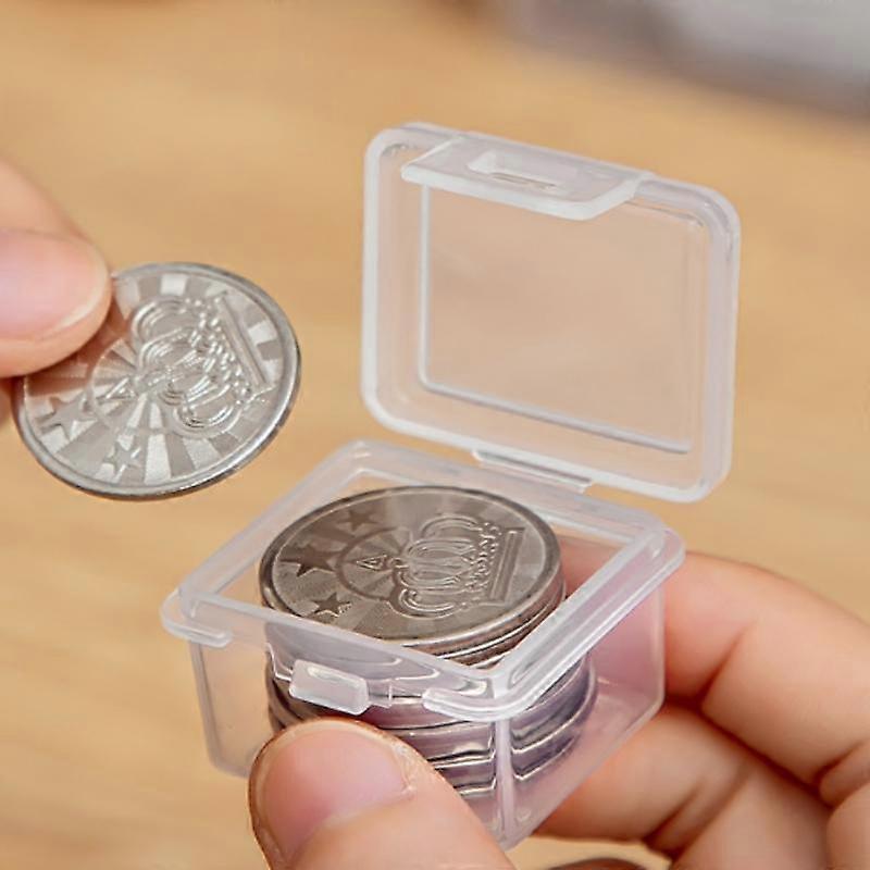 Clear Rectangular Coin Cases Capsules Container Holder Storage Box Plastic For Storing Coins Bins