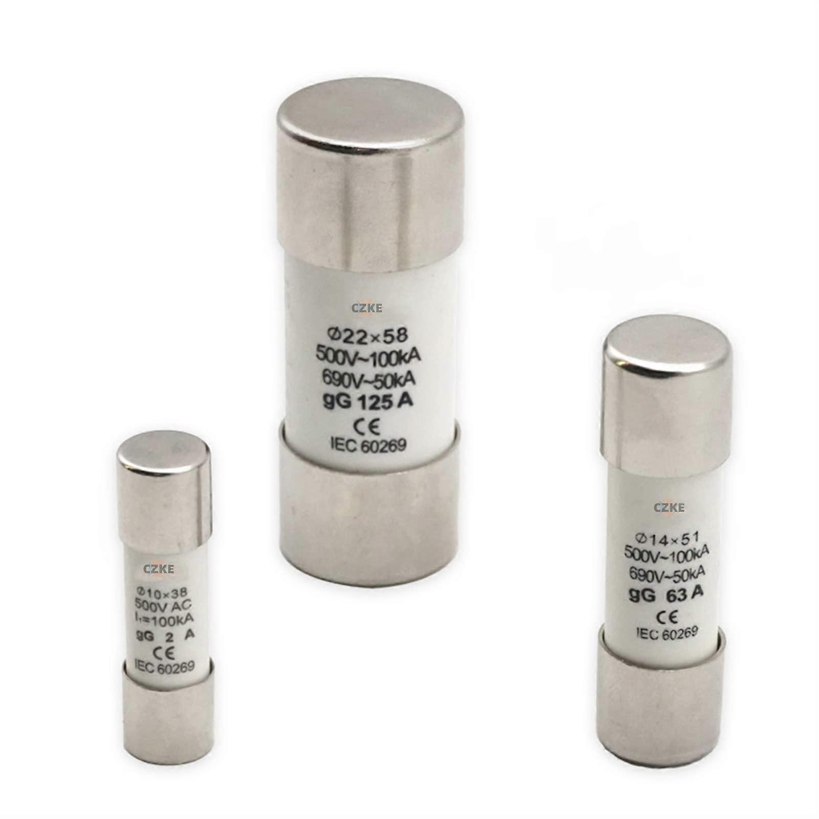AC 500 V RO17 QuickBlow Ceramic Fuse Link RT18125 22 x 58 gG Notch 10 A 16 A 20 A 25 A 32 A 40 A 63 A 80 A 100 A 125 A (Size: 80 A)