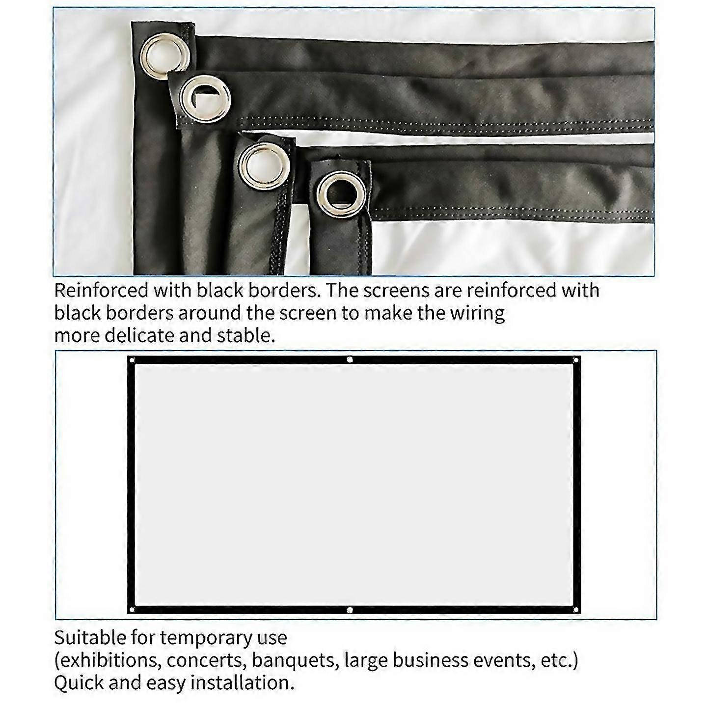 For Projector Screen For Home Theater Hd Foldable Anticrease White Crafted With Attention To Detail