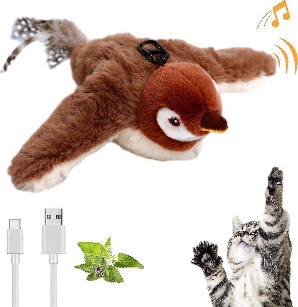 Cat Toy Electric Flying Bird with Catnip, Cat Hunting Interactive Simulation Toy