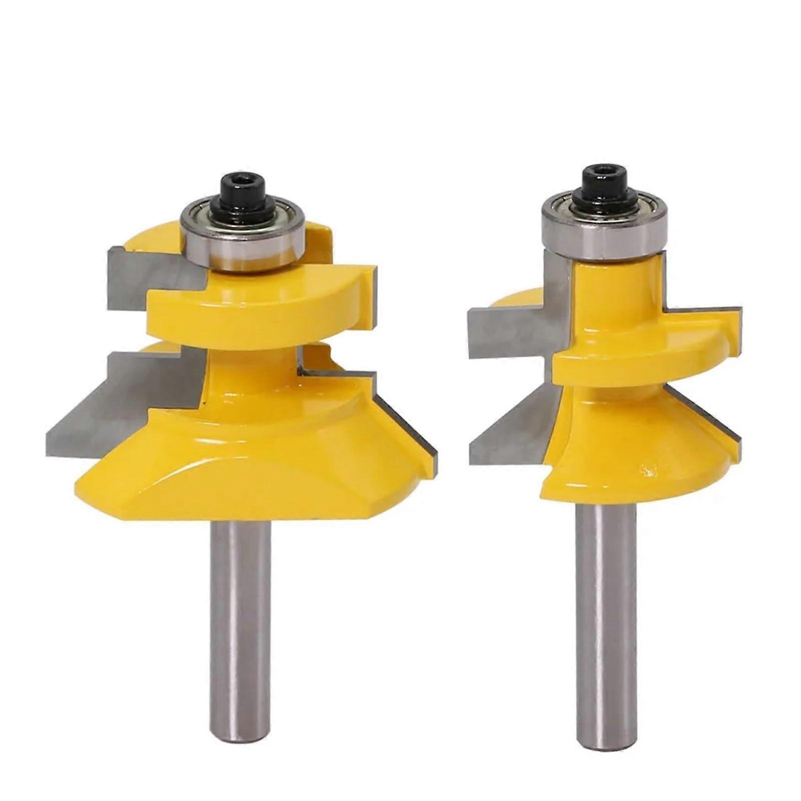 Nut and Feather Router Bit Set 8mm 12mm 12.7mm Shank Tungsten Carbide with Bearings for Tongue and Groove Flooring