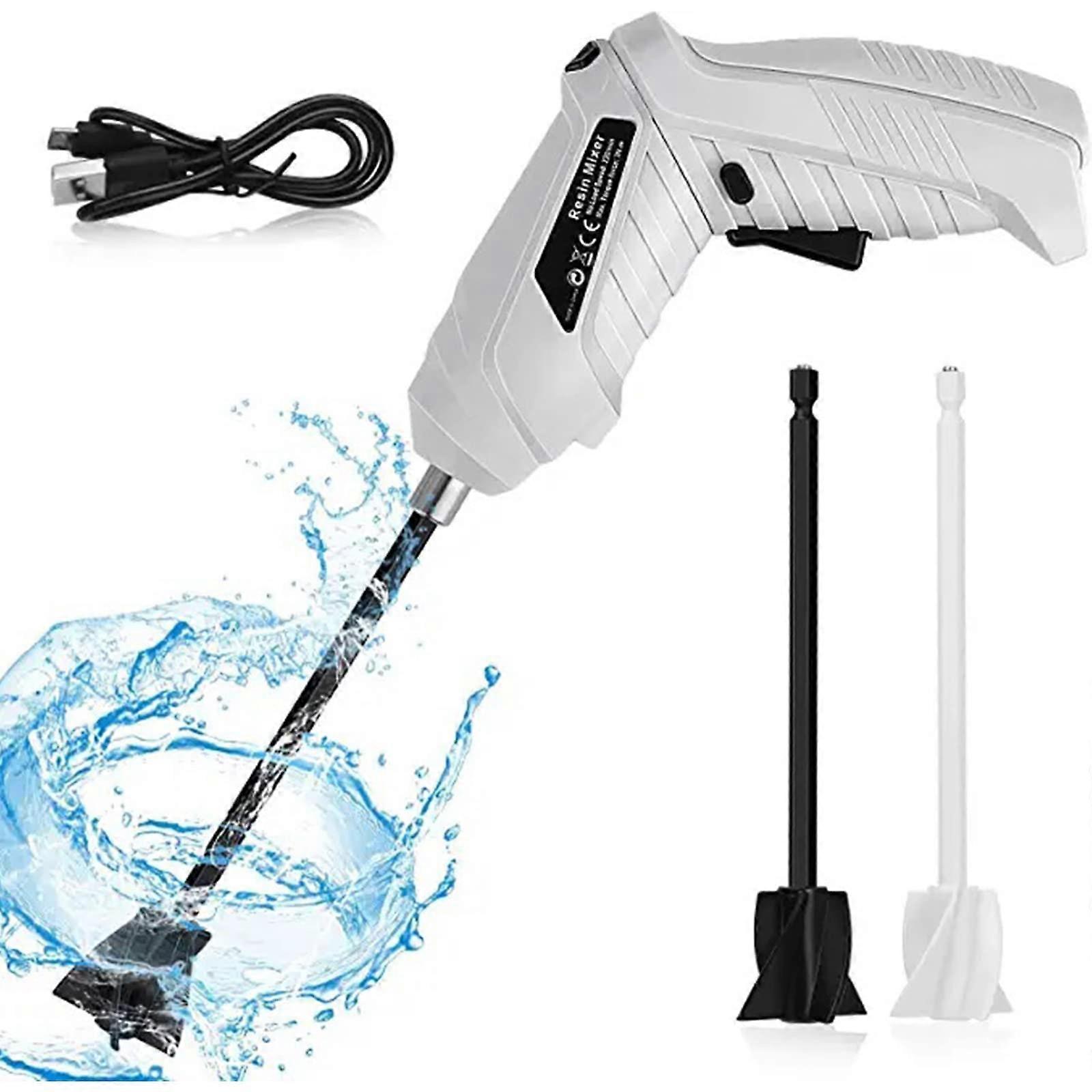 Epoxy Mixer Handheld USB Powered Resin Stirrer For Epoxy Jars Glazes And Paint Stirrers With 2 Paddles