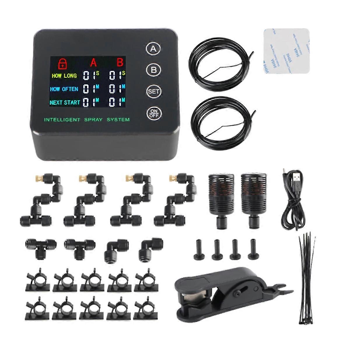 4 Nozzles Electronic Spraying Set Double Pump Irrigation Timer System Automatic Watering Nozzles System 10m Hose