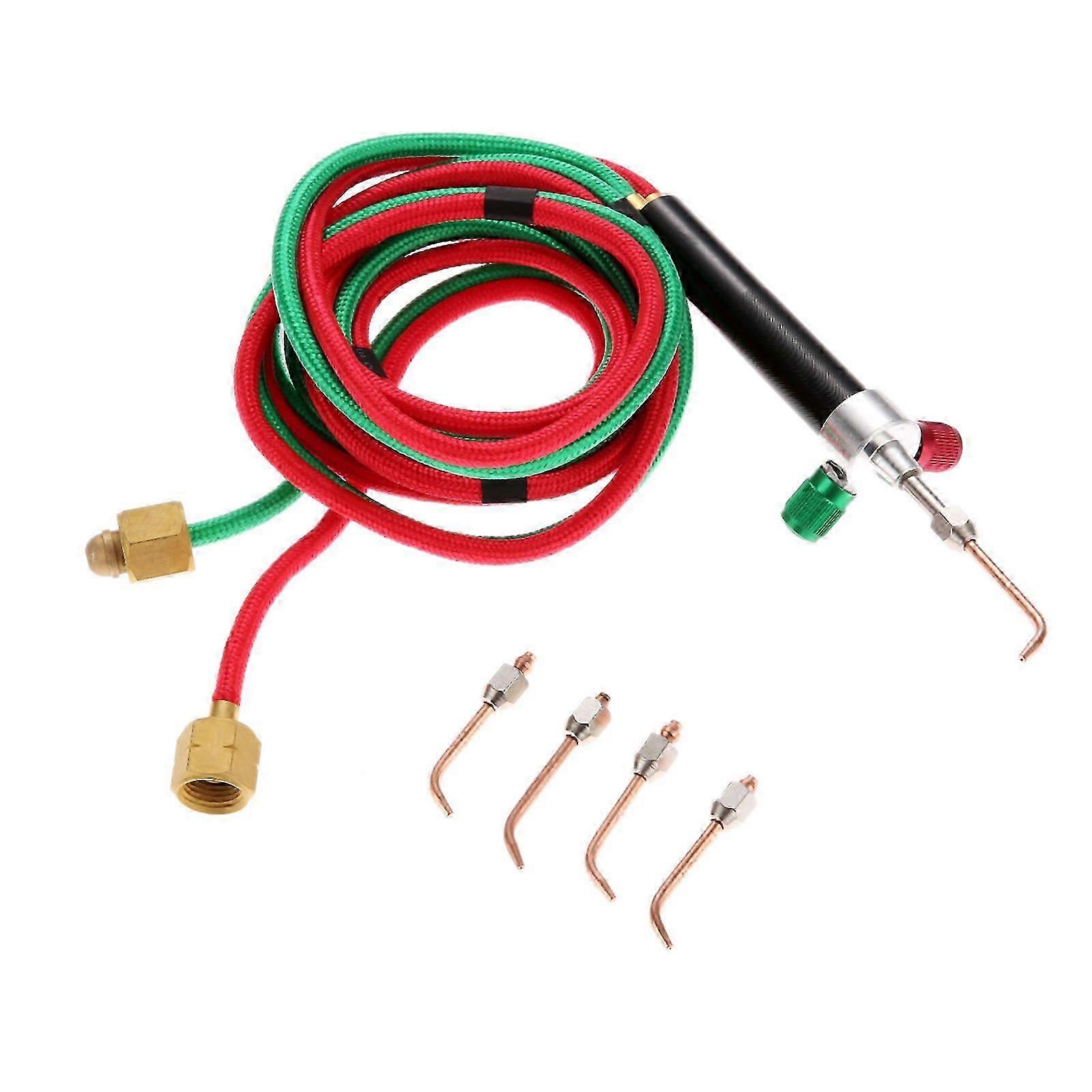 Portable Mini Gas Torch Acetylene Oxygen Soldering Cutting Equipment with 5 Tips for Welding Smithing