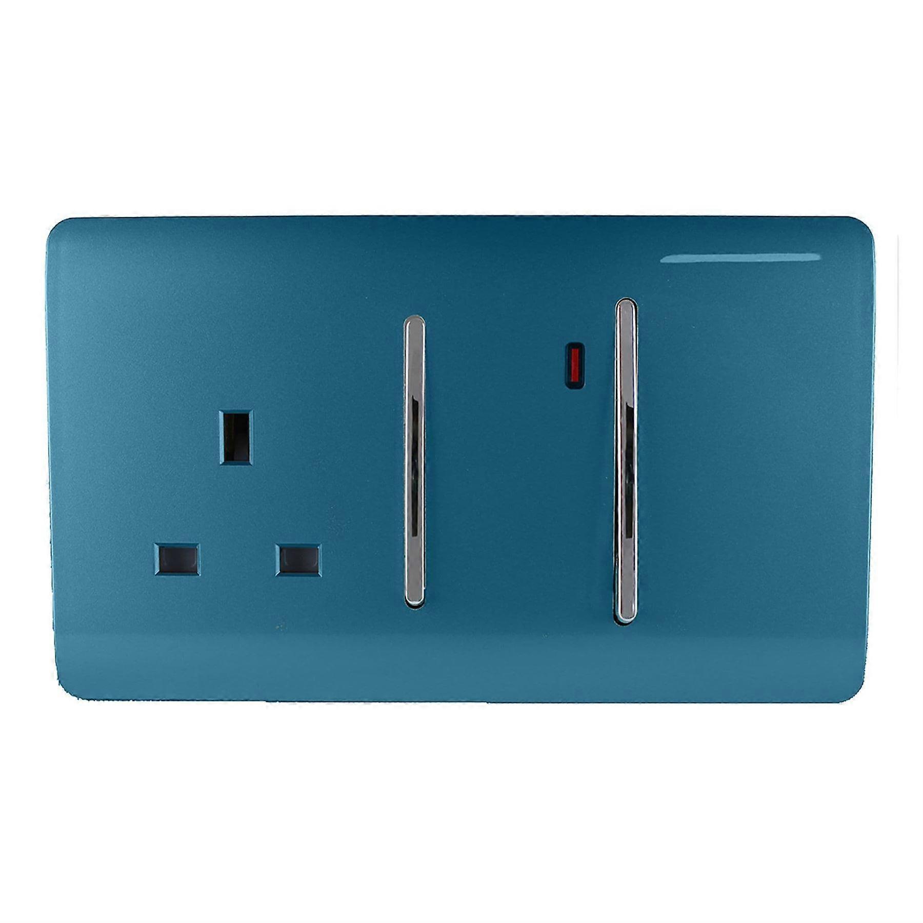 Trendi Artistic Modern Glossy 45 A Cooker Switch & Plug Socket Inc Neon Insert Ocean Blue