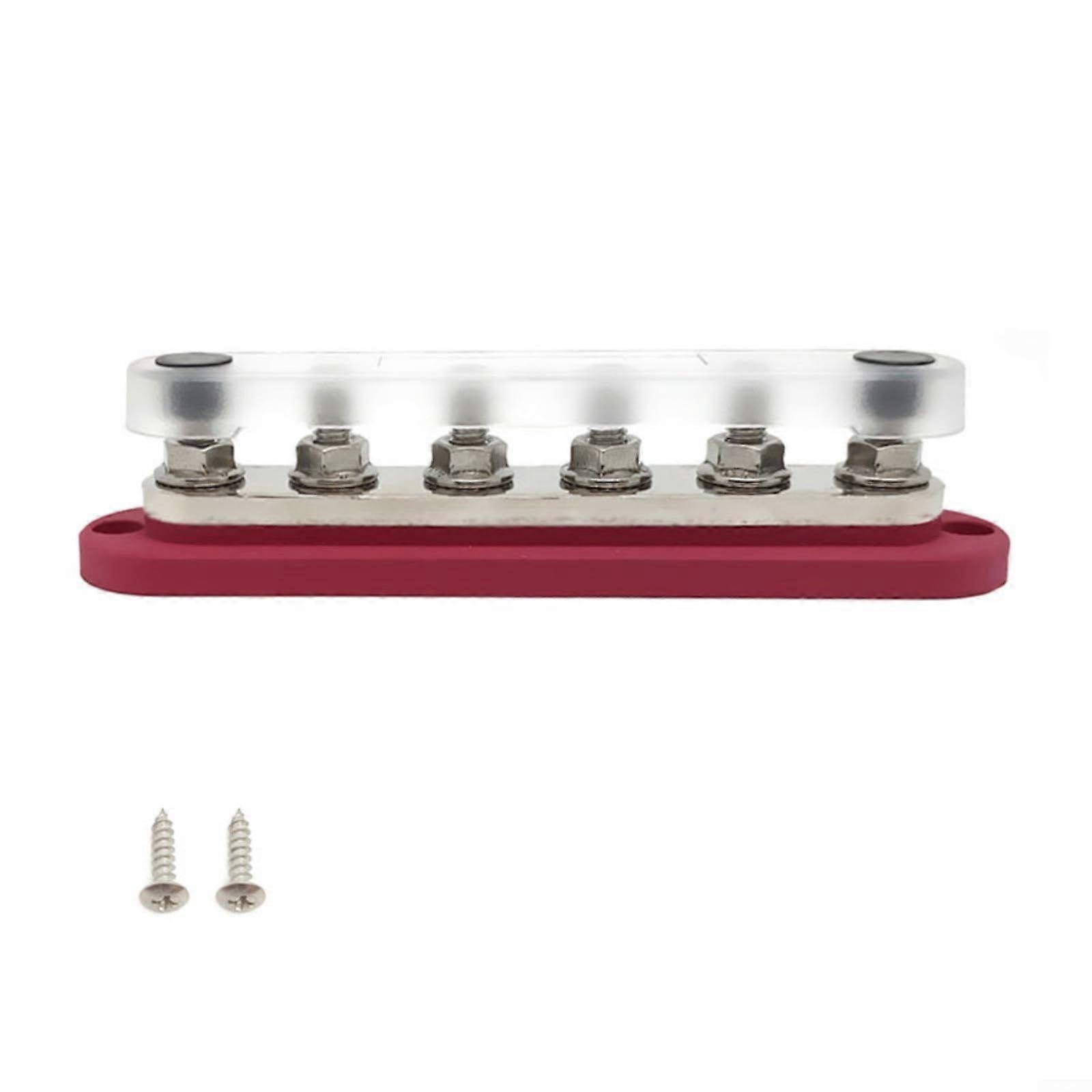 300A Terminal Block Assembly Power Distribution BusBar With Nickel Plated Copper Plate For Vehicle Marine Motorcycle Boat(Red 6way) Ref: 7564