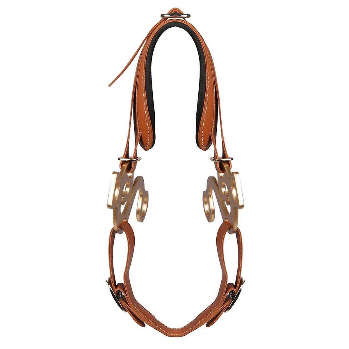 Horse Bit Brown Bridle Leather Padded English Western Adjustable Nose Curb Chain Equestrian Equipment