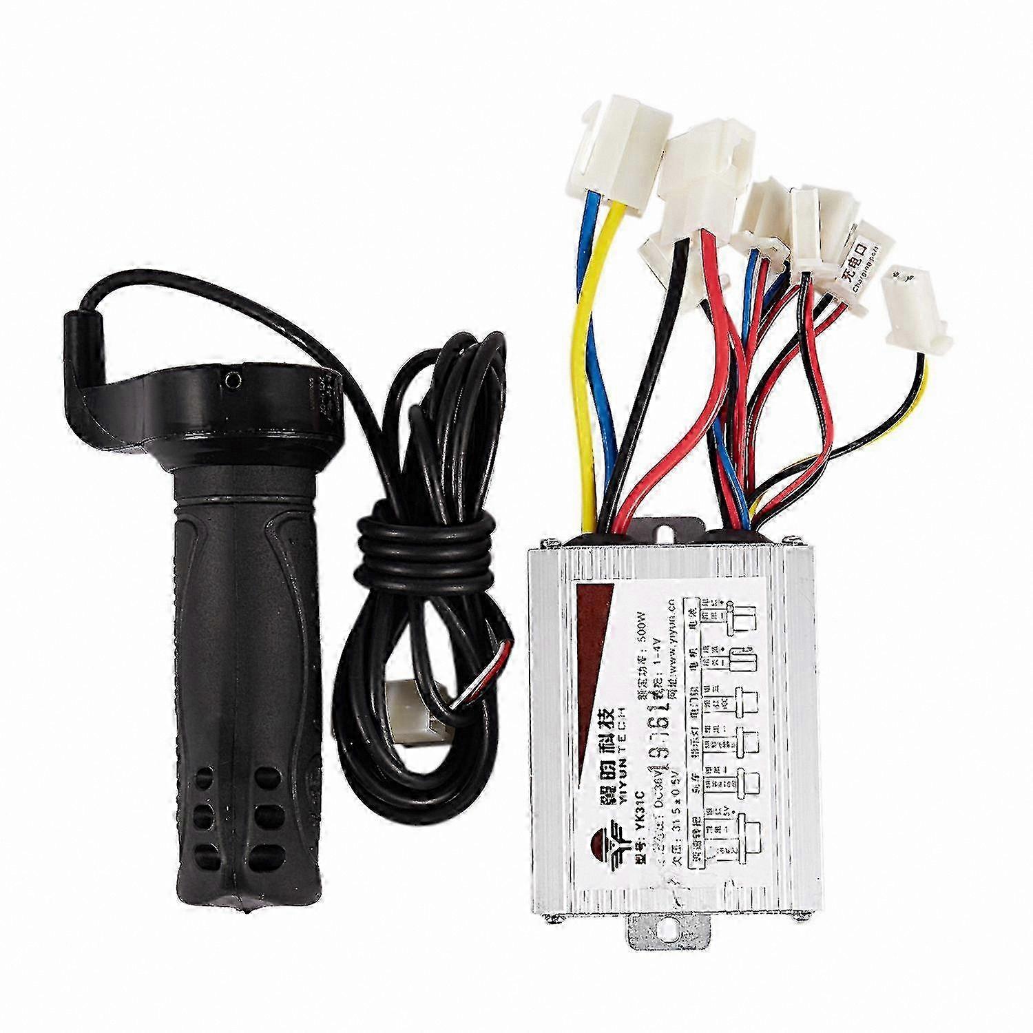 Electric Bike and Scooter Motor Controller Kit with Throttle Handle for 500W Brushed Motors