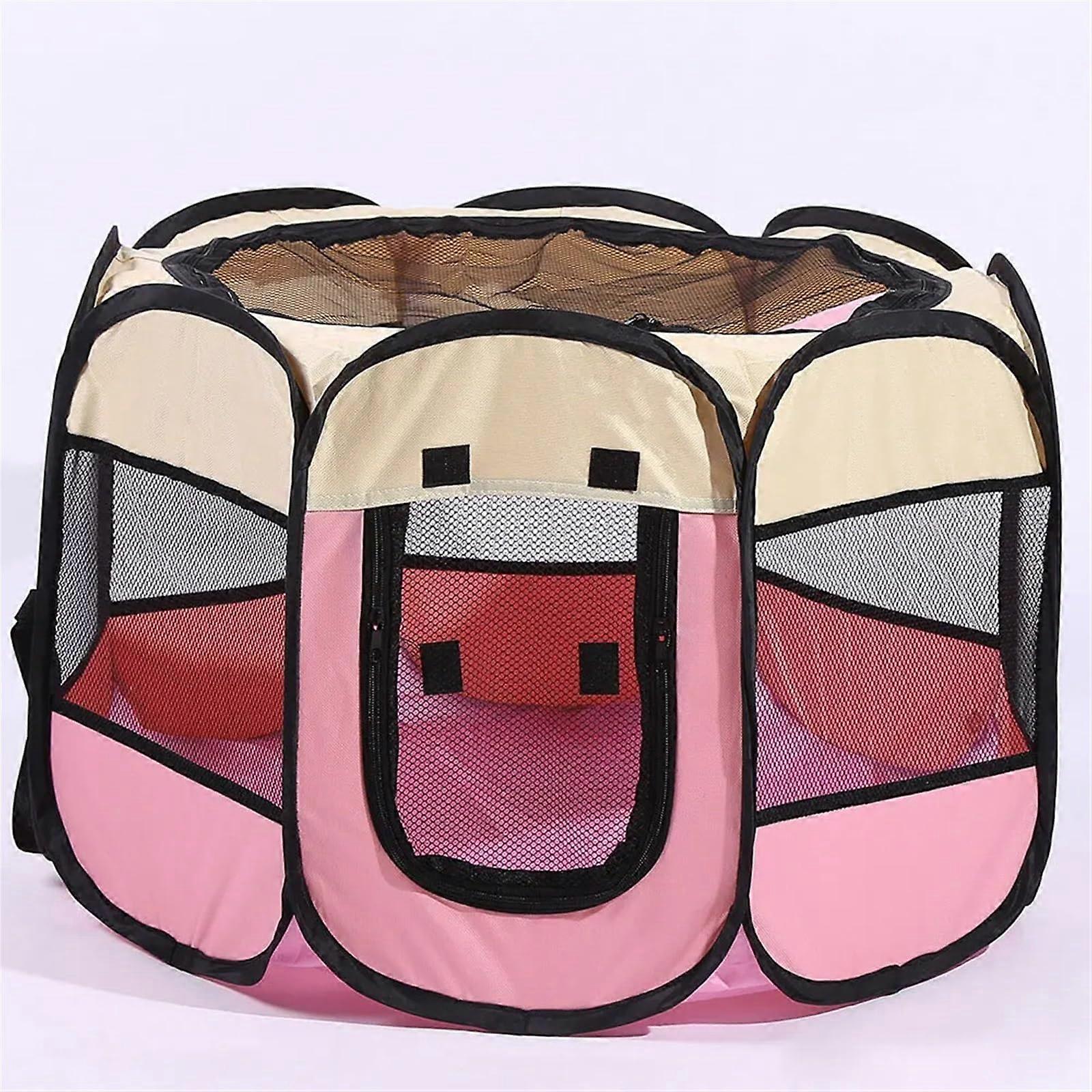 Pet Tent Portable Folding Pet Tent for Cats and Dogs, Durable Large Pink Outdoor Kennel, Easy Setup and Compact Design