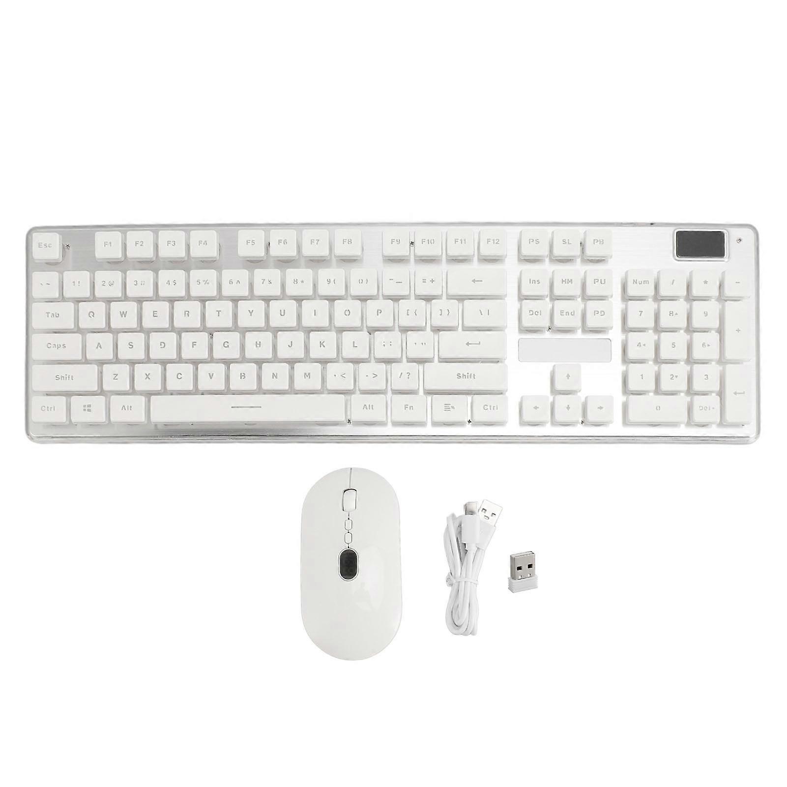 Wireless Gaming Keyboard and Mouse Set Type C Rechargeable Backlit Ultra Thin White