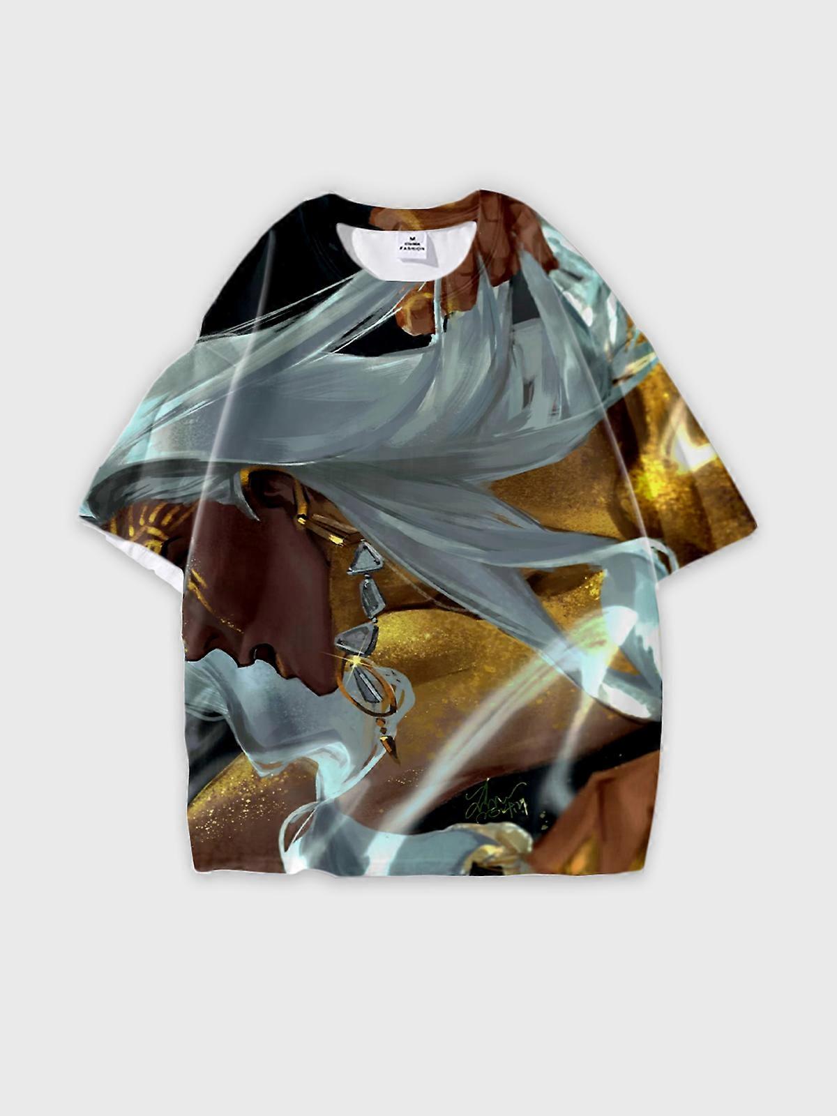 T-Shirt Round Neck, Loose Short Sleeve Sultan’s Game Graphic Tee, Unisex Summer Casual Top V925