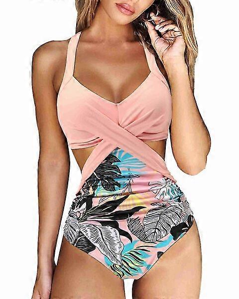 Solid color plus-size bikini set with breast pads