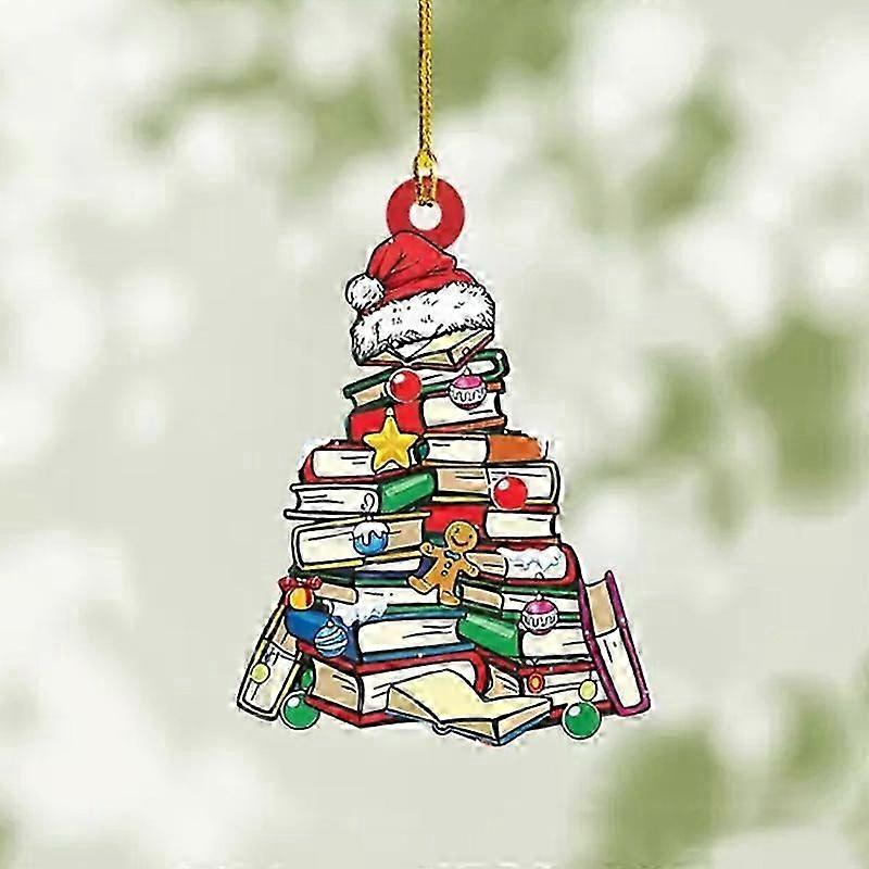 Christmas Tree Bookshelf Pendant for Book Lovers