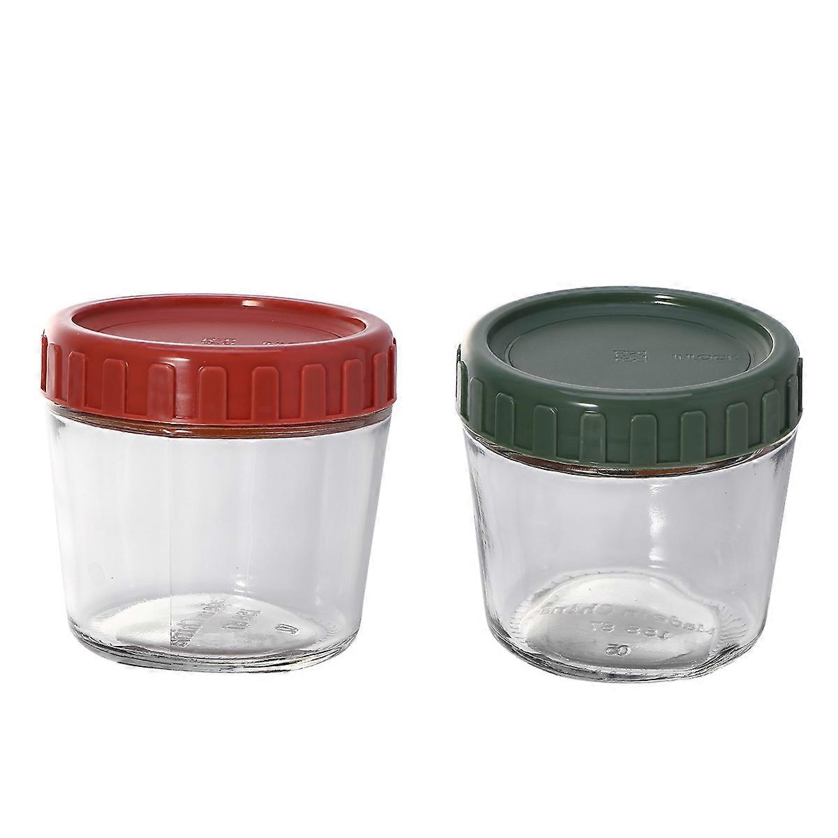 Red Glass Sealed Storage Can for Home Use with Clear Design and Sealing Lid 2pcs Set