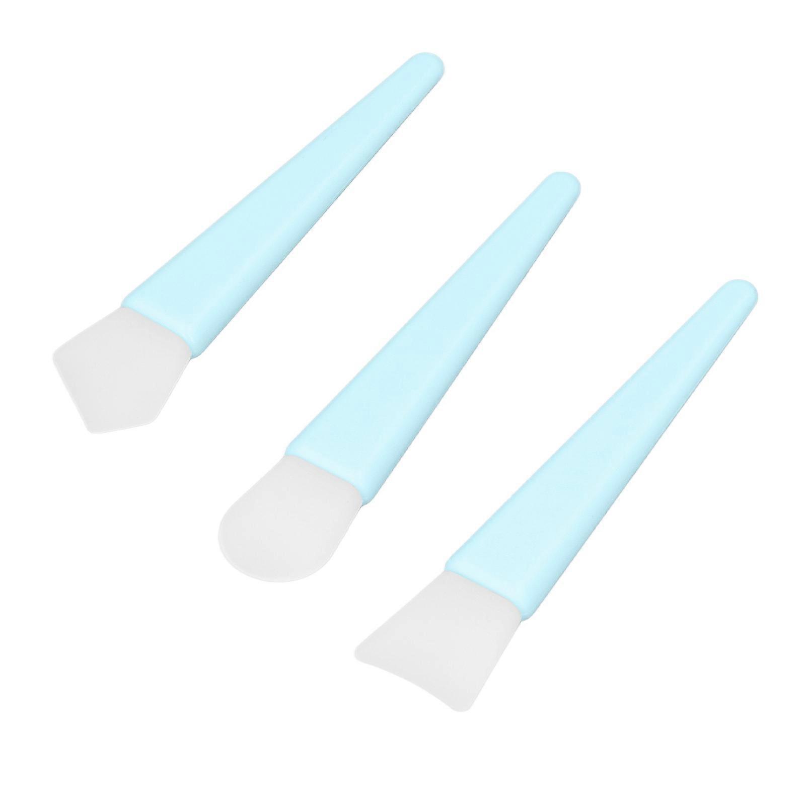 3Pcs Blue Silicone Brush Kit Soft Reusable Lightweight Makeup