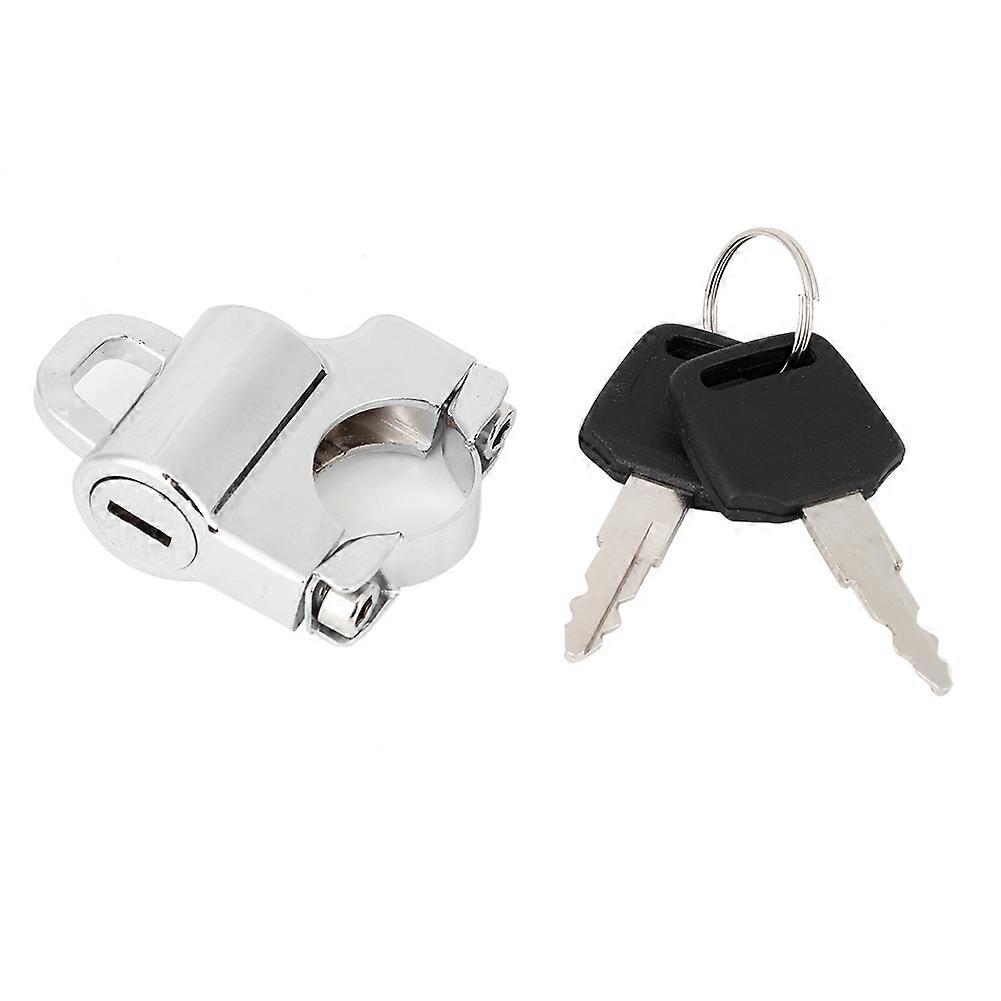 Motorcycle Helmet Security Lock with 2 Keys for 0.9in HandlebarSilver