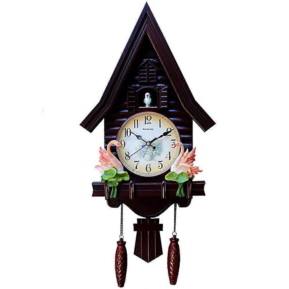Cuckoo Pendulum Wall Clock, Traditional Quartz Clock, Original Black Forest Clock, Mechanical Bird, 32.5x69 cm