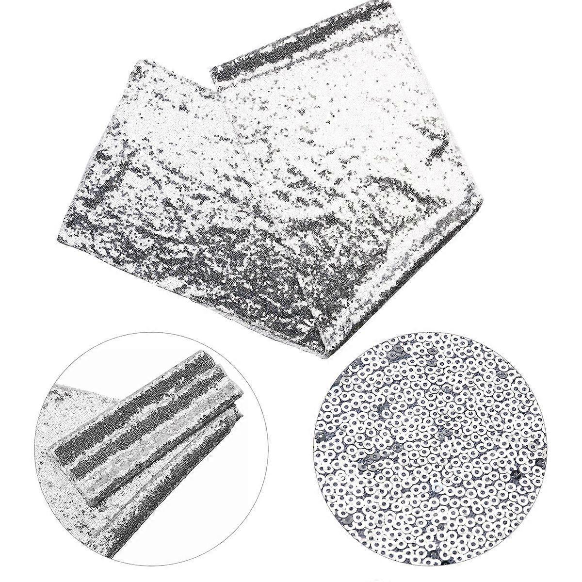 Table Runner for Wedding with Silver Sequins 1 Piece Elegant Decor