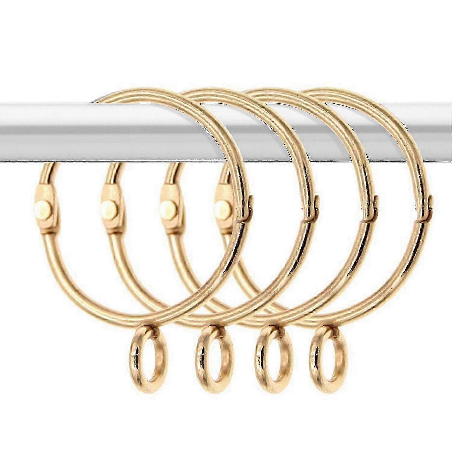 20 Pcs Openable Gold Curtain Rings Open and Metal Rustproof Drapery with for Hook Pins (1.5 Inch)