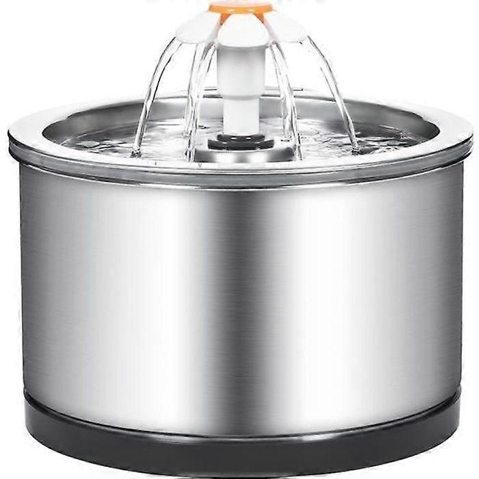 Pet Fountain, 2.5L Silent Stainless Steel Cat Water Fountain, with 1 Filter and LED Night Light