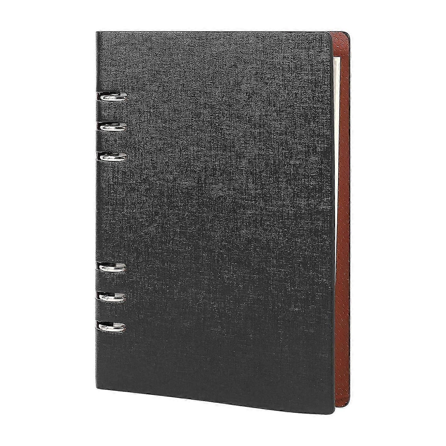 A5 Notebook 6 Holes PU Leather Cover Notebook (Black)