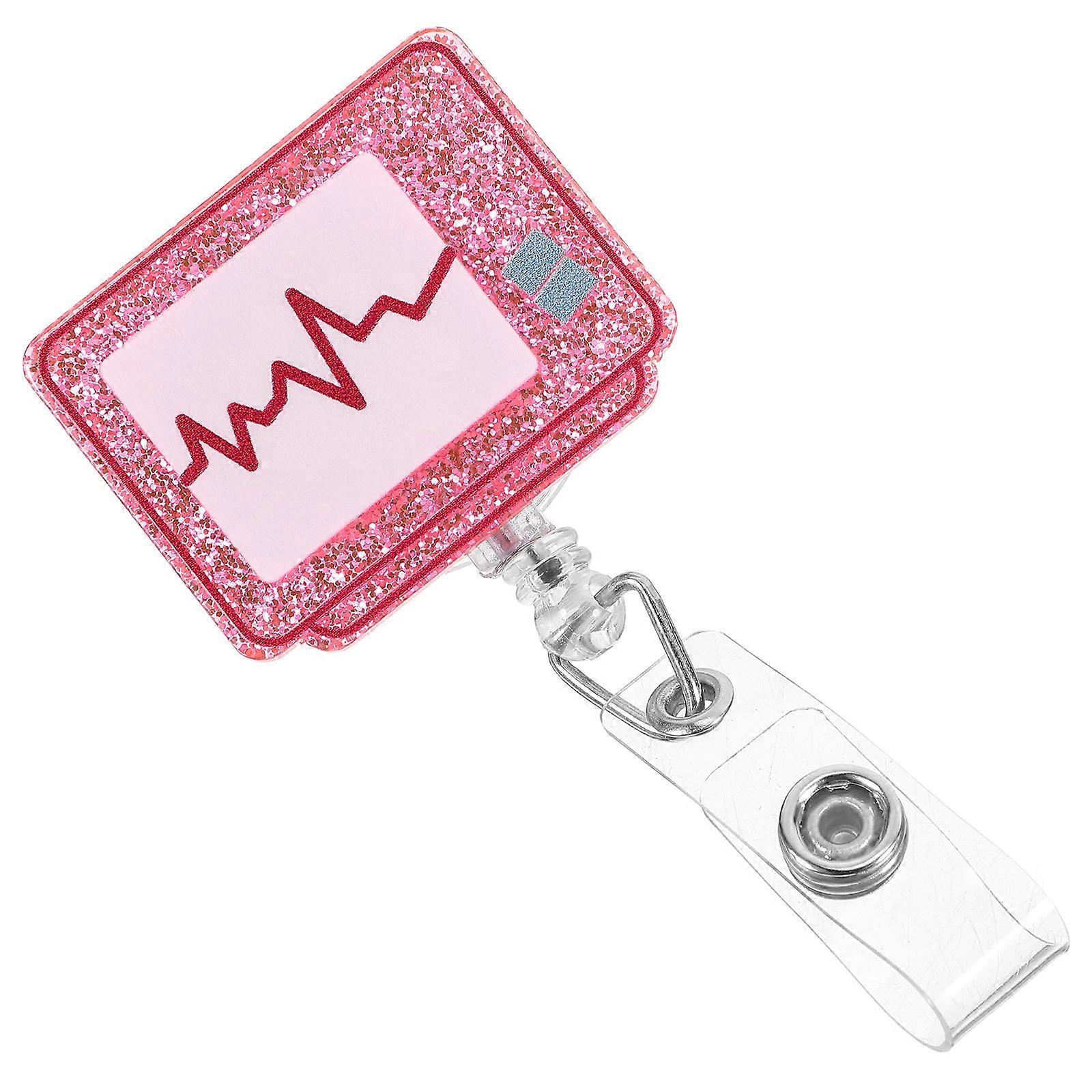 Multi-Function Nurse Badge Buckle Acrylic Id Card Holder 3Pcs Pink