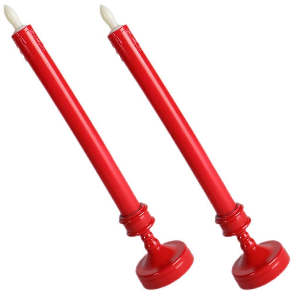 Flameless LED Candle Lights Red Candle Shape for Table Decoration Battery Operated with Remote Control 2Pcs