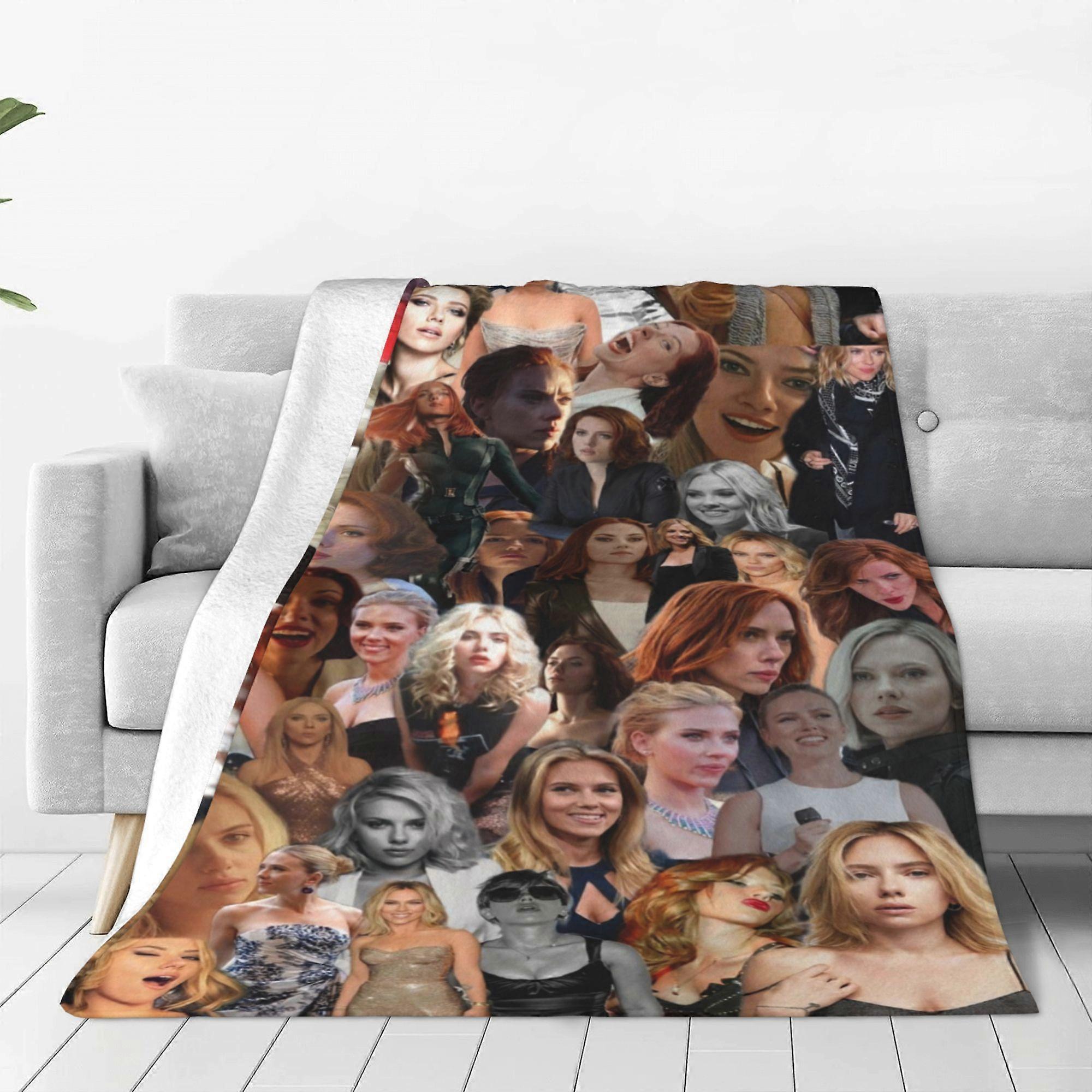 n762 Scarlett Johansson Kasta Filt Mjuk Plysch Resa Filt För Sovrum Vardagsrum Soffa Kontor All Season Present För Kvinnor Män Flickor Pojkar ui762