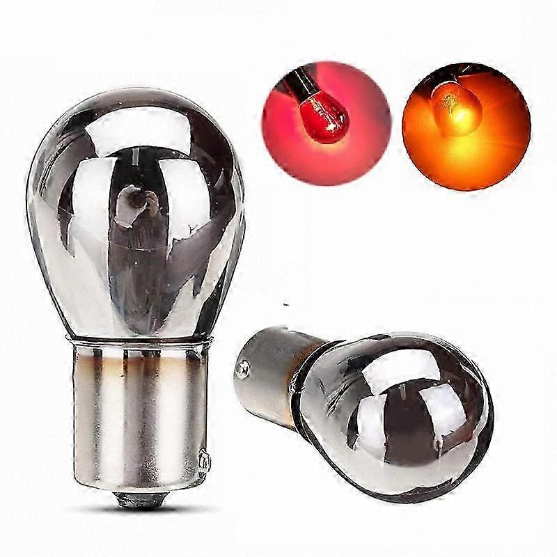 Chrome Amber Glass LED Bulb 12V 21W BA15S P21W Car Tail Stop Turn Signal Light
