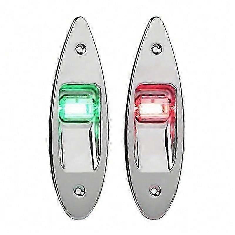LED Red+Green Flush Mount Marine Boat RV LED Side Navigation Lights Stainless Steel Waterproof for