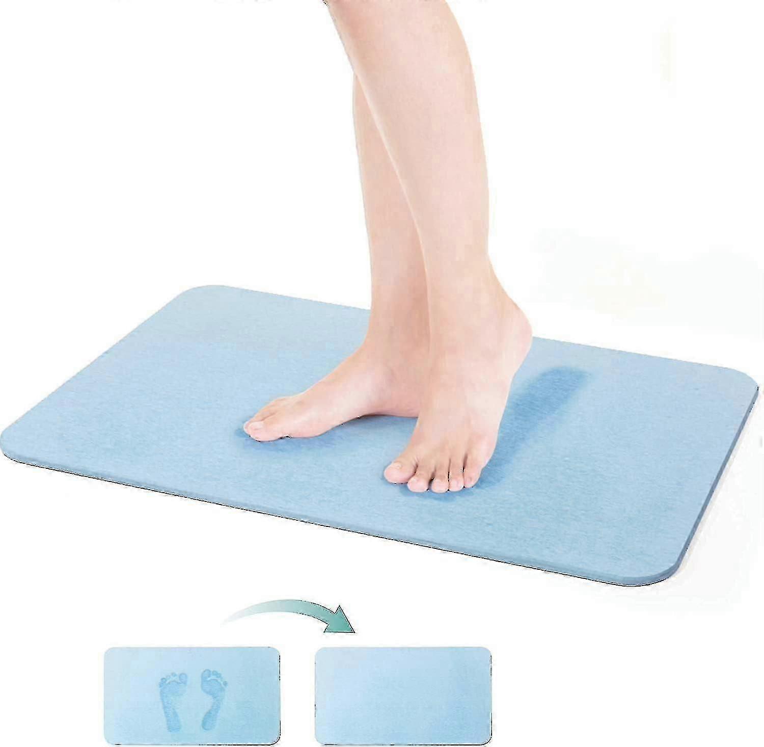 60*39*0.9 Non-slip Diatomite Bath Mat, Maximum Absorption, Natural And Healthy, Quick-drying Shower Mat,blue