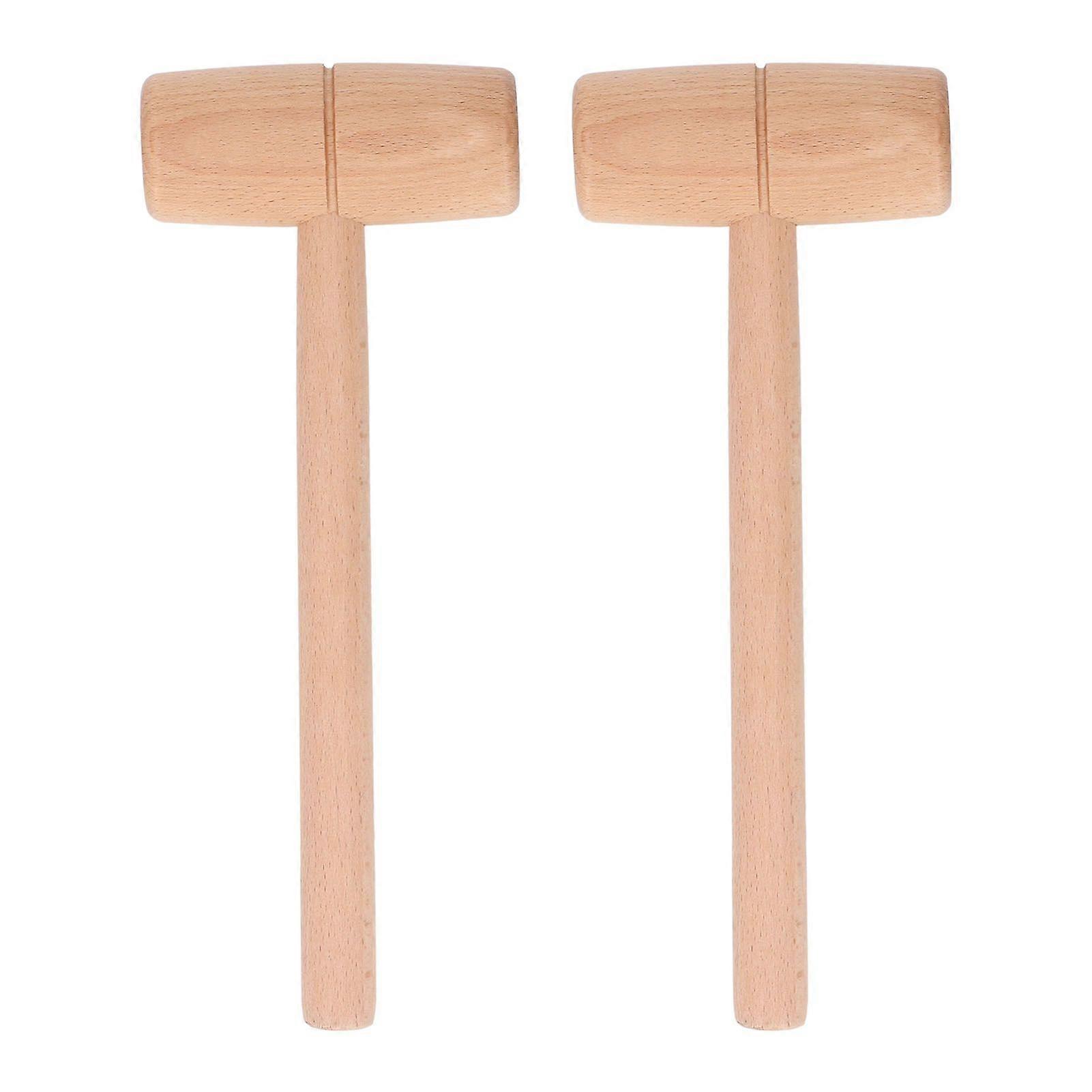 2Pcs Wood Hammer Inset Joint Multi Purpose Wooden Mallet for Factories Furniture Installation Carving Seafood Cracking Small