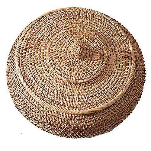 Rattan Boxes with Lid HandWoven MultiWicker Rattan Fiber Storage Box Round 11Inch Diameter