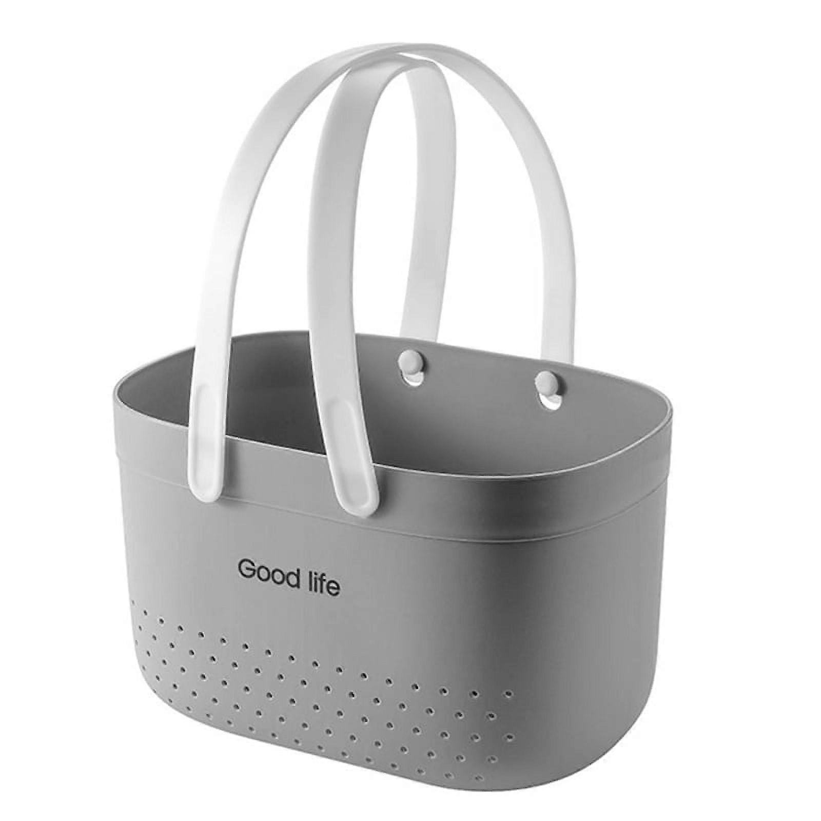 Bath Basket with Handle Hollow Draining Storage Baskets Shower Tote